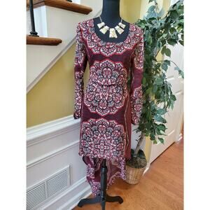 Liberty Love Overlay Boho Long Sleeve Dress SZ Med